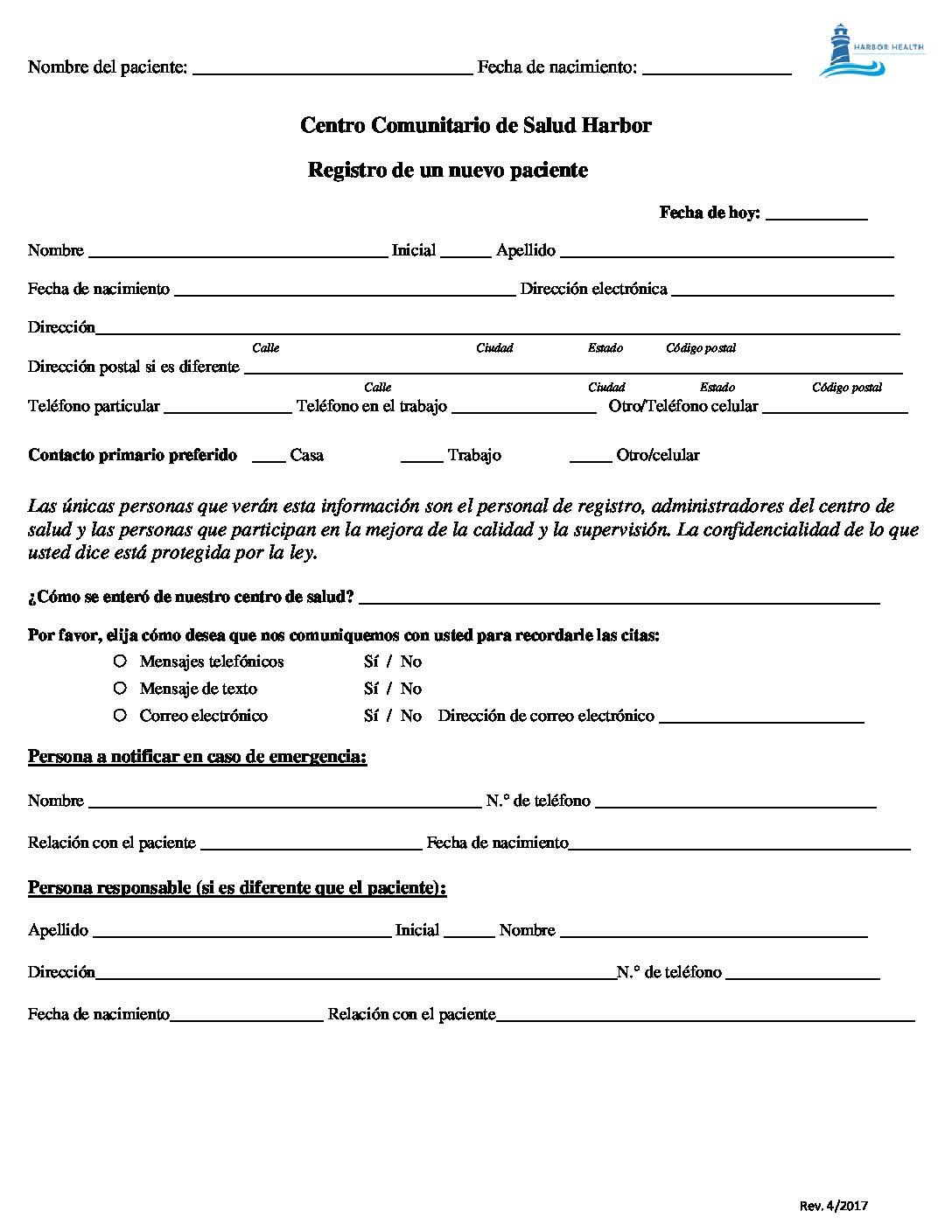 New Patient Registration Form
