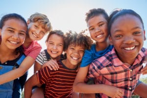 Group of happy children in a park